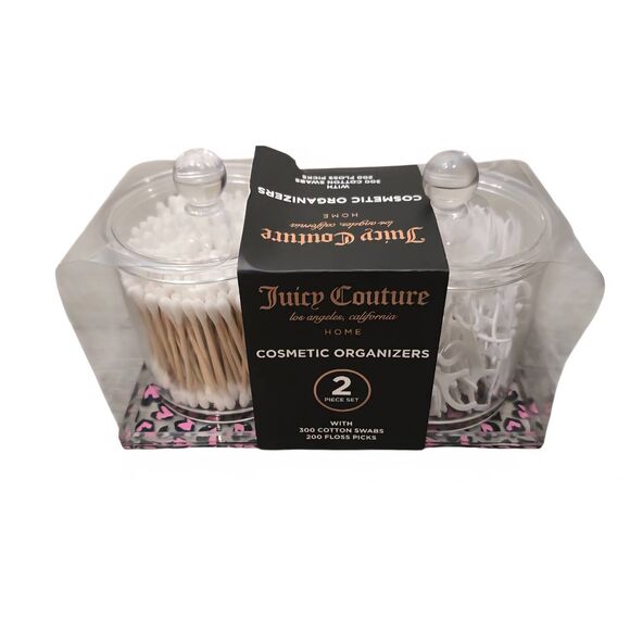 Juicy Couture Home Leopord Hearts Acrylic Cosmetic Organizers 2-PC Set - Picture 2 of 8